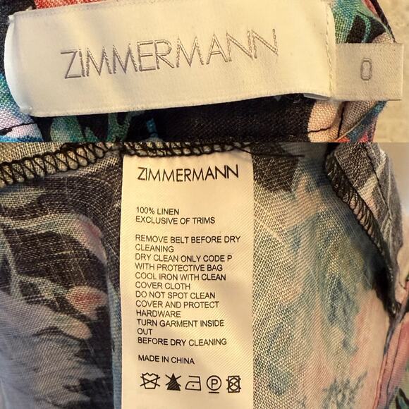 Zimmermann Verity Rouleau Short Linen Floral Dress, size 0 / US 4 - Picture 3 of 7